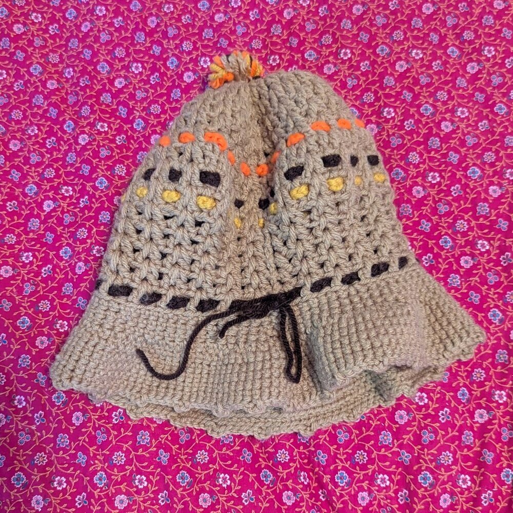 Vintage Knit Bucket Hat Dopamine Dressing Crochet Boho Festival Hippy Hippie‎ - Picture 6 of 6